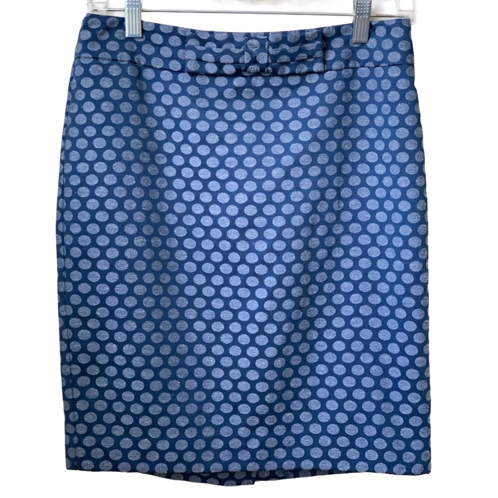 LOFT Women’s Blue with Blue Heather Polka Dots Lined Pencil Skirt
